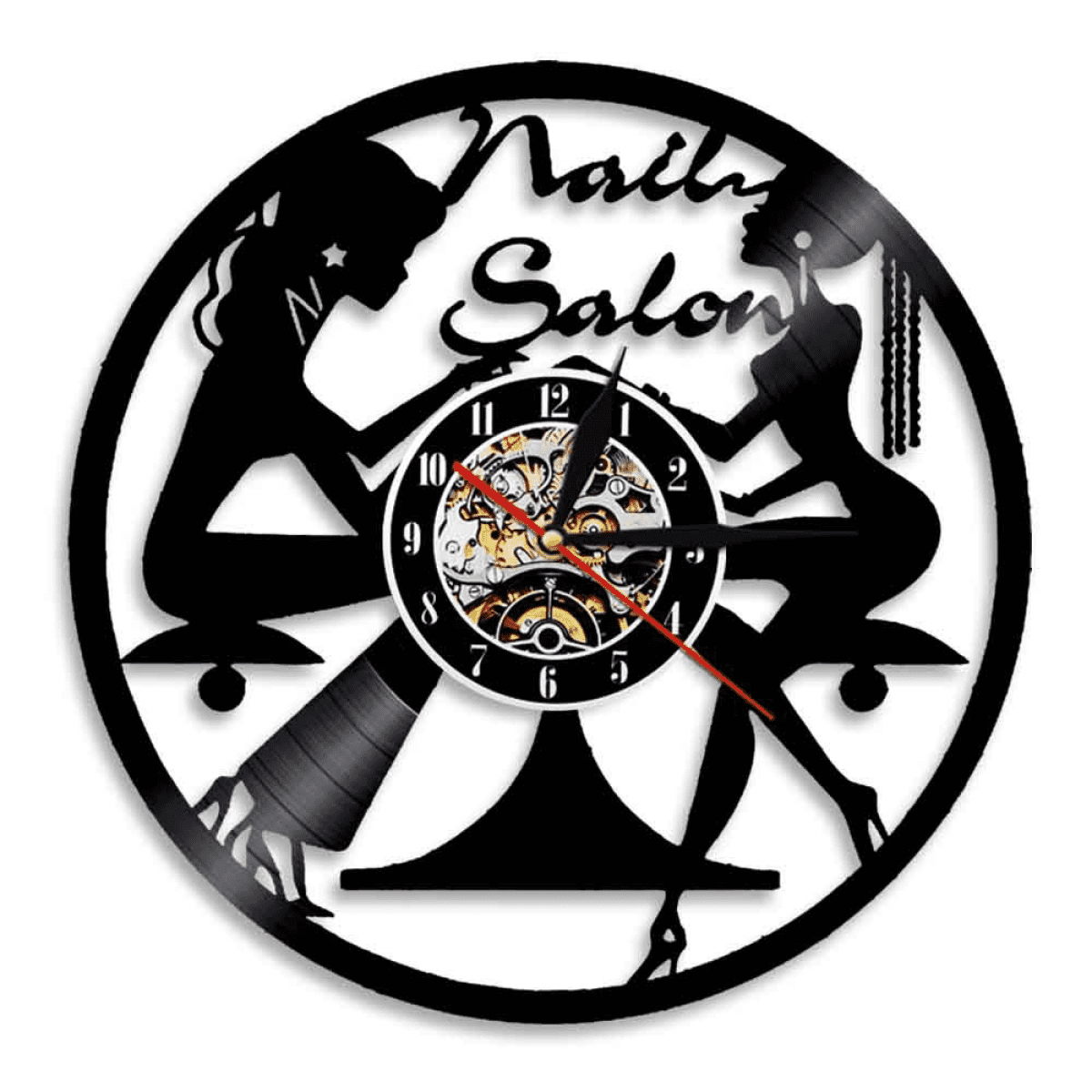 TIMPCV Nail Salon Clock Vinyl Record Beauty Salon Wall Art Spa Decor