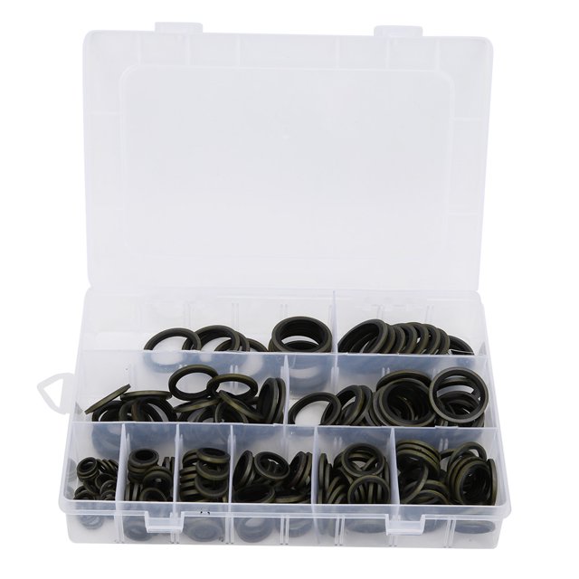 Kit de juntas tóricas, 180 piezas M6-M24 Juego de arandelas de junta de tornillo de drenaje de aceite Kit de anillo de sellado adherido