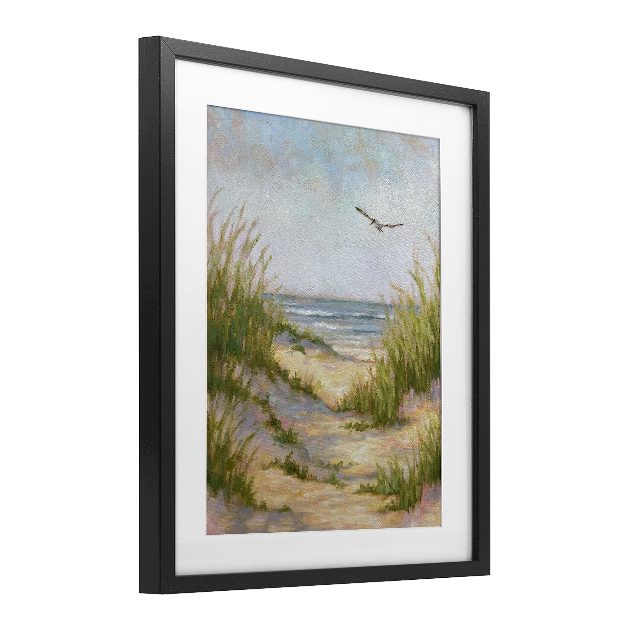 Stupell Industries Peaceful Beach Sand Dunes Black Framed Print Under Glass, design by Linda Sperruzzi