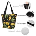 thumbnail image 6 of Easygdp Bees and Sunflowers Stylish Canvas Handbag Shoulder Tote Bag, Shopping Bag with Zip, Suitable for Buying Groceries, Office, Fitness, 6 of 9
