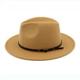 thumbnail image 4 of Unisex Wool Fedora Hat Wide Brim Belt Band Vintage Party Church Fashion Hat, 4 of 7