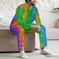 thumbnail image 7 of Honeii Glitter Rainbow Pattern Mens Pajamas Set,2pcs Men's Lounge Long Sleeve Sleep Shirt and Pajama Bottoms Sleepwear Set,Mens Pjs Sets-Large, 7 of 7