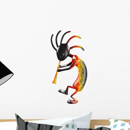 Kokopelli Decal - Kokopelli with Flute Wall Decal by Wallmonkeys Peel and Stick Graphic (18 in H x 18 in W) WM242399