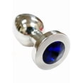 thumbnail image 2 of Rouge Smooth Stainless Steel Anal Plug, Medium, Blue Jewel, 2 of 5