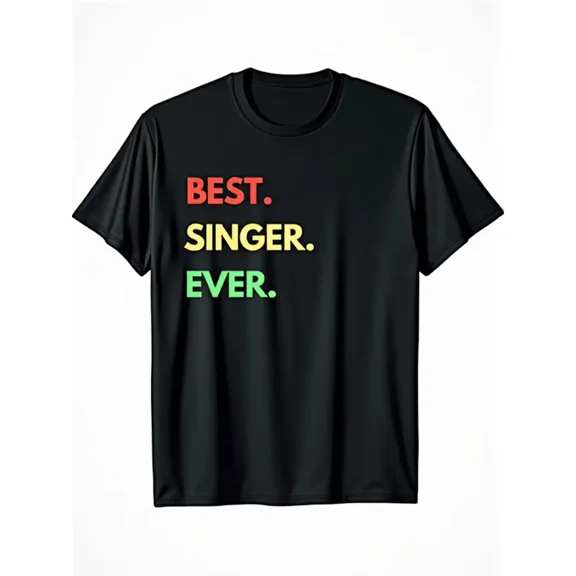 Men's Graphic T-Shirt, Best Singer Ever Print, Retro Style Cotton Crew Neck