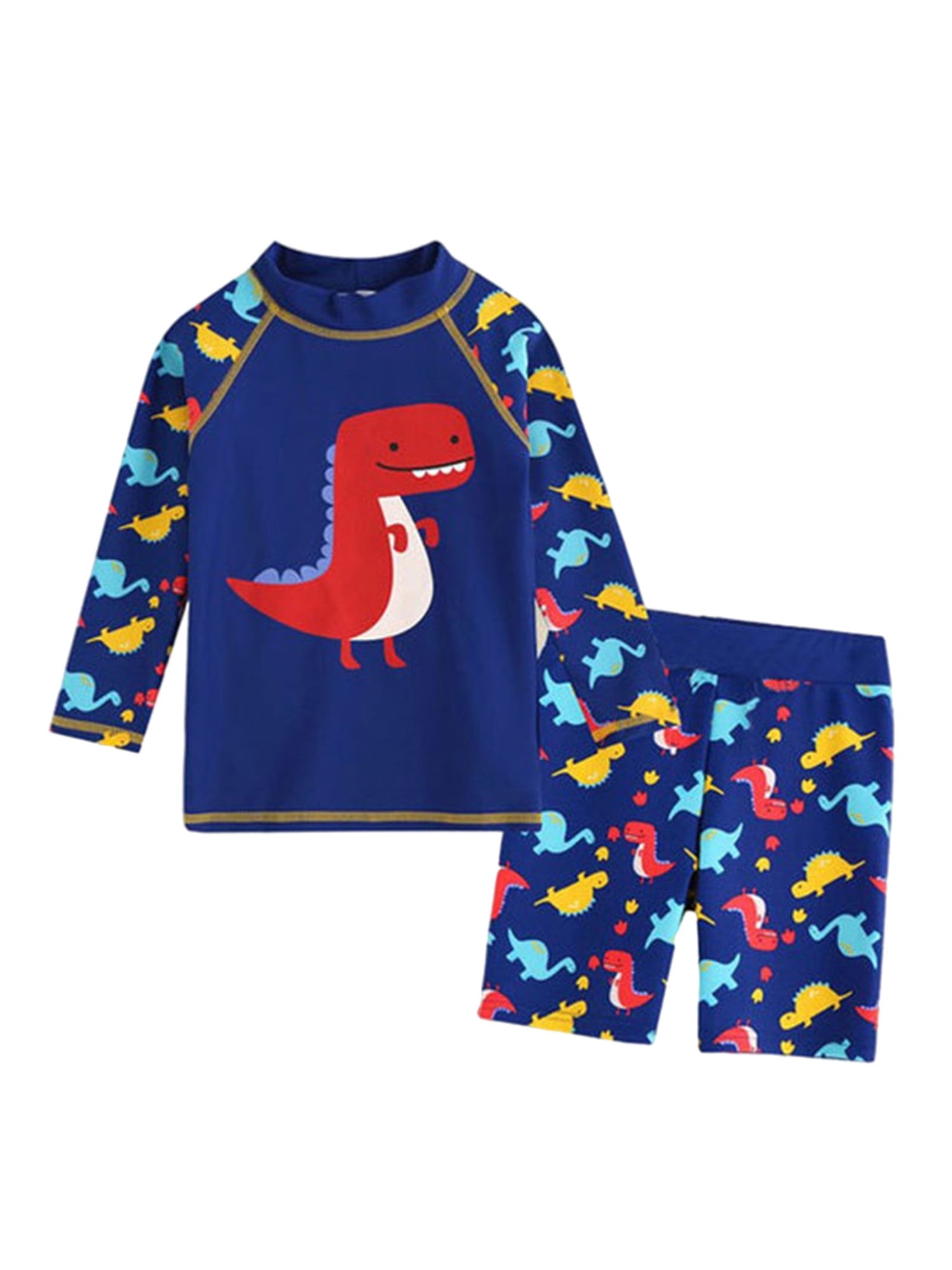 Lumento Baby Boys 2pcs Swimsuit Swimwear Set Dinosaur Printed Long