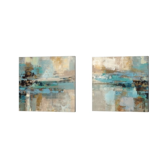 Metaverse Silvia Vassileva 'Morning Fjord Square' Canvas Art (Set of 2)