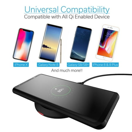 iPhone X Wireless Charger, Wireless Charger, by Cobble Pro 5W Standard Qi Compatible Ultra Slim Wireless Charging Pad w/ Micro USB Cable for Apple iPhone 8 Plus X Samsung Galaxy S8 S9 S9+ Note 8