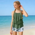 thumbnail image 2 of Staki Girl Bikini Set Girls' 2 Piece Knot Front Ruched Triangle Bikini Swimsuit 6Y 7Y 8Y Green,5-6 Years, 2 of 3