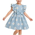 thumbnail image 1 of Ashirexll Robe à Imprimé pour Filles en Coton Chiffon Légère Motif Marguerites Sans Manches Col Rond Tenue Décontractée Bleu 2-3 Ans, 1 of 7