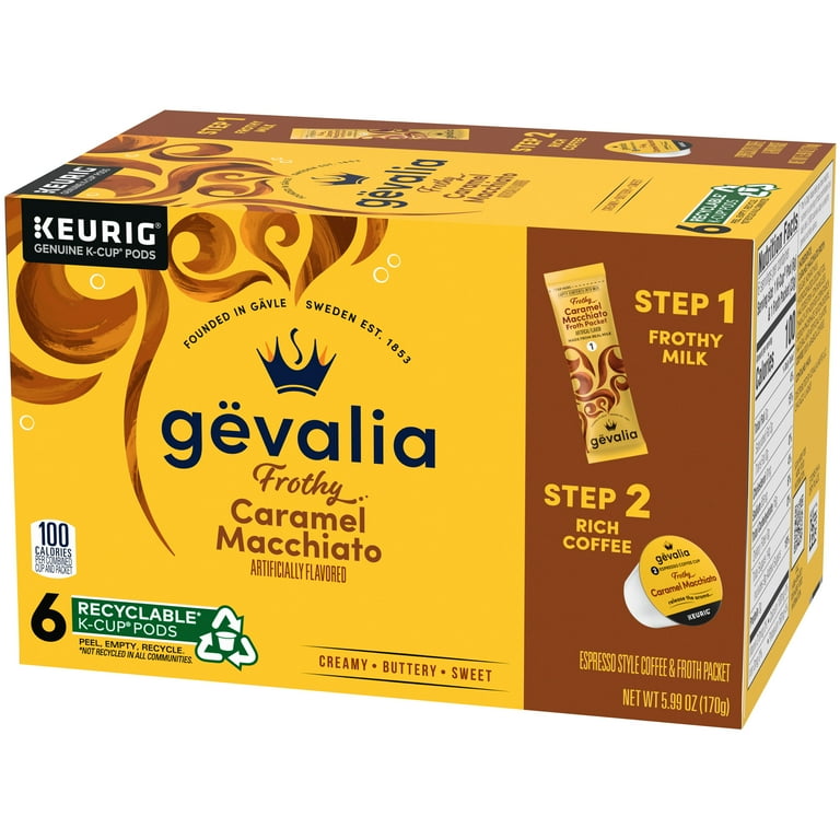  Gevalia Caramel Macchiato Espresso K-Cup Coffee Pods & Froth  Packets (36 Pods and Froth Packets, 4 Packs of 9) : Grocery & Gourmet Food