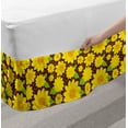 thumbnail image 2 of Sunflower Bed Skirt, Continuous Pattern with Simplistic Cartoon Flowers, Elastic Bedskirt Dust Ruffle Wrap Around for Bedding Decor, 4 Sizes, Yellow Brown, by Ambesonne, 2 of 2