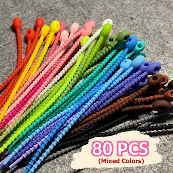 80Pcs Colorful Silicone Cable Ties Twistable and Multifunctional Cord Organizer for Earphone Wires and Home Office Cable Management Durable Reusable Wire Ties