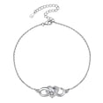 thumbnail image 1 of Pulsera de tobillo de plata esterlina Silvora con piedra de nacimiento de corazón de abril, 1 of 8