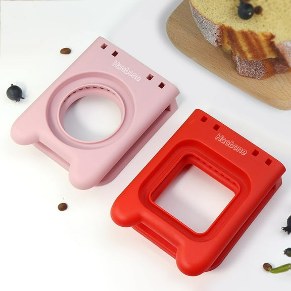Kids Lunch Accessories Sandwich Cutter and Sealer Pocket Bread Cookie Maker Press Set, Set of 2 PC Cutting Molds for Toddler Circle and Square