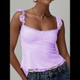 thumbnail image 4 of Camiseta de Tirantes Tipo Babydoll de Encaje para Mujer, con Mangas Transparentes, Estilo Y2k, para Salir de Verano. Violeta S, 4 of 8