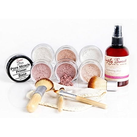 FLAWLESS COMPLEXION KIT (FAIR 2) Full Size Mineral Makeup Set Matte Foundation Bare Face Sheer Powder Cover