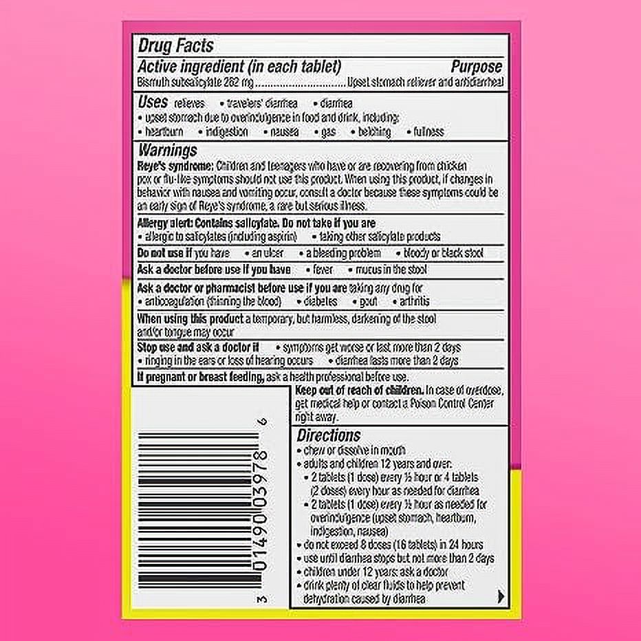 Pepto-Bismol 5 Symptoms Digestive Relief Chewable Tablets, Cherry 30 Each - image 2 of 5