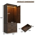 thumbnail image 5 of ChVans 72.8''H Armoire Wardrobe Closet with Sensor Light and 2 Drawer, Farmhouse Bedroom Armoire Cabinet with Hanging Rod, Wooden Wardrobe Cabinet with folding sliding barn door for Bedroom, 5 of 10