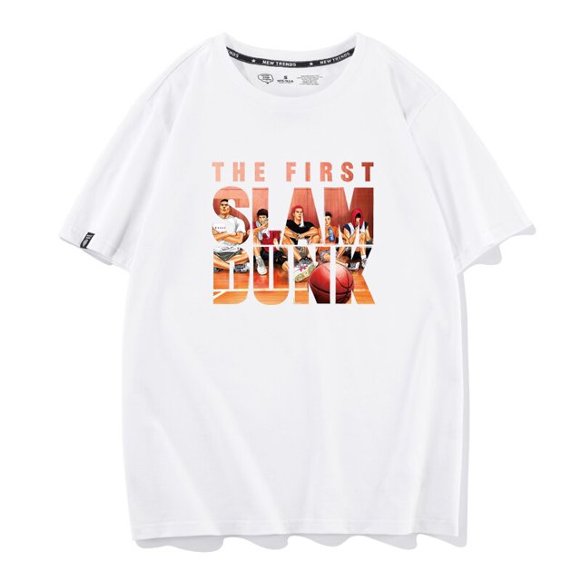 Camiseta de Graffiti Slam Dunk para hombre, Camiseta deportiva Retro americana, Media manga, suelta, dibujos animados, baloncesto, Verano