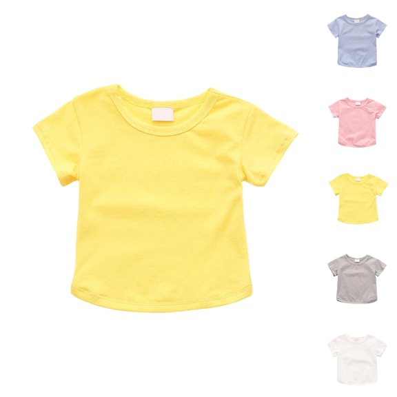 Toddler Girls T Shirt Crew Neck Short Sleeve Basic Plain Cute Everyday Summer Shirts Tees (18M-6Y)
