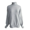 thumbnail image 3 of Women's Sweater Loose Turtleneck Sweater Warm Solid Pullover Knitwear Basic Women Tops Autumn Winter Men's Pullover 8x Hoodies for Men Big And Tall Hoodie without Cap Neck Sweater Light Long Sweaters, 3 of 4