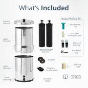 Royal Berkey 3.25-Gallon Stainless Steel Gravity-Fed Water Filter System Easy-to-Assemble with 2 Authentic Black Berkey BB9-2 Filter Elements, Countertop Water Filtration System for Everyday Use
