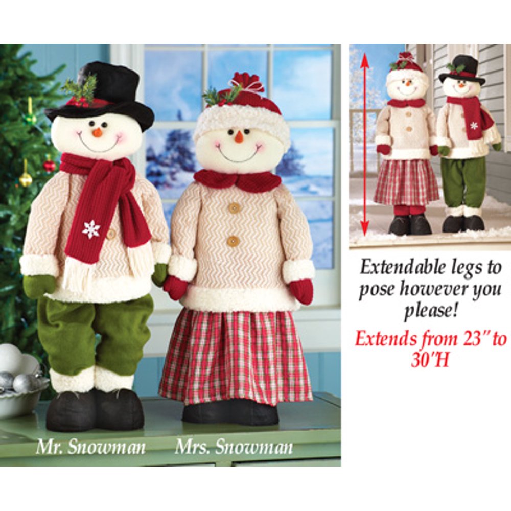 Indoor/Outdoor Winter Decorations, Self Standing Snowman Couple with