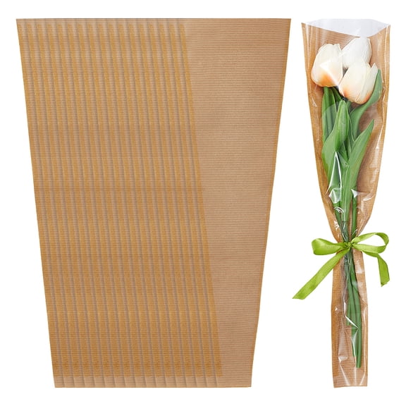 100 Pcs Flower Bags for Bouquets Bouquet Wrapping Paper Flower Packing Kraft Paper Sleeves for Florist Supplies Wedding