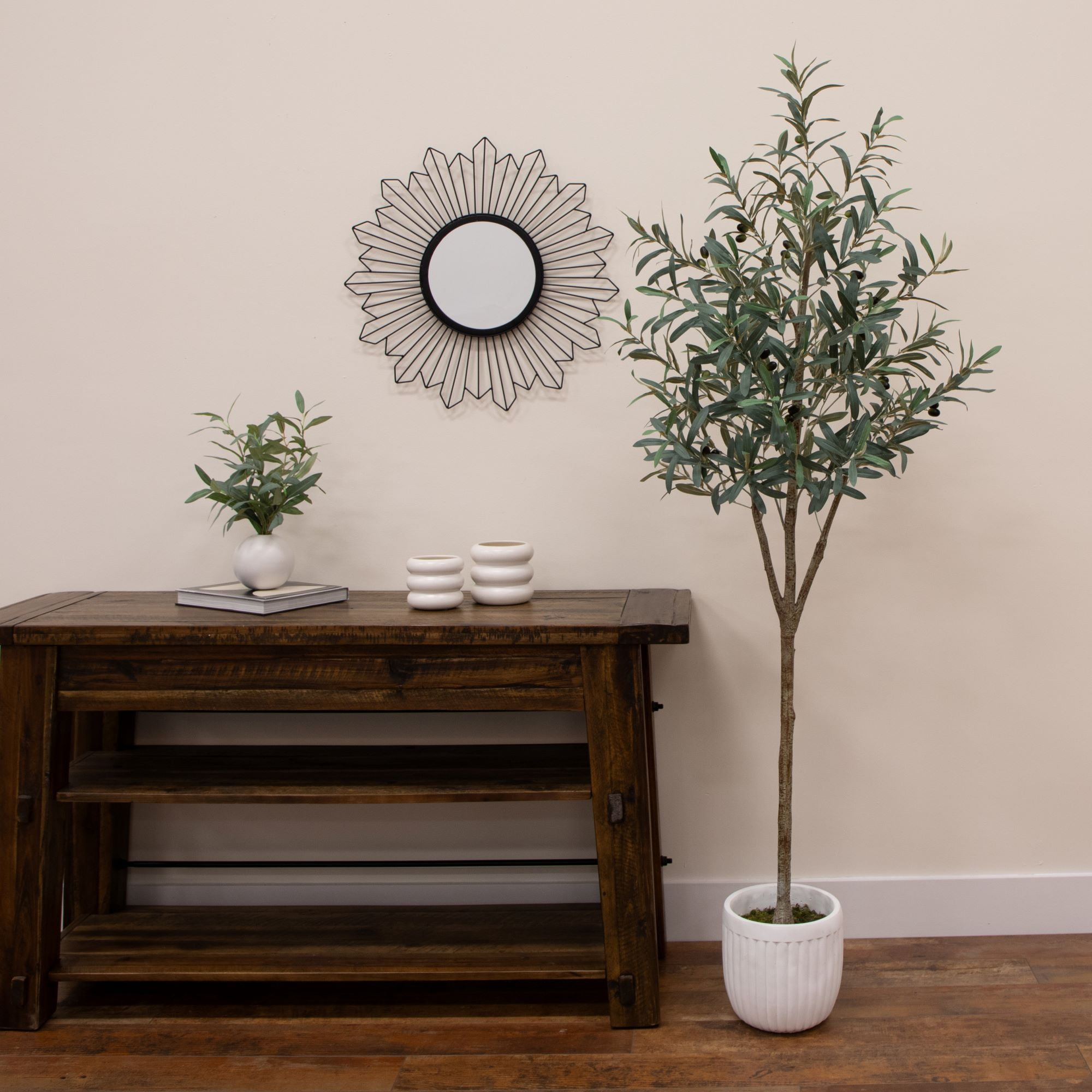 Better Homes & Gardens 6'H Artificial Indoor Olive Tree in Ceramic Plant Container