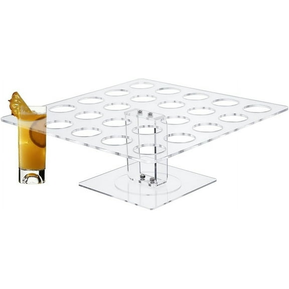 24 Hole Shot Glass Holder Acrylic Shot Glass Tray 1oz(30ml)Wine Glass Cup Clear Serving Tray Glass Cup Organizer Display Ice Cream Cone Holder for Bar Family Gathering Party Hole:1.57in/4cm