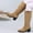 #229-Khaki, variant on Women's Winter Mid-Calf Boots - Fashion Casual Straight Shaft Solid Color Round Toe with Chunky High Heel, Durable & Comfortable for Daily Wear