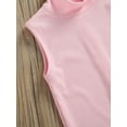 thumbnail image 6 of Caoirhny Toddler Baby Girls Summer Romper, Solid Color High Neck Sleeveless Short Jumpsuit One-Piece Clothes, 6 of 9