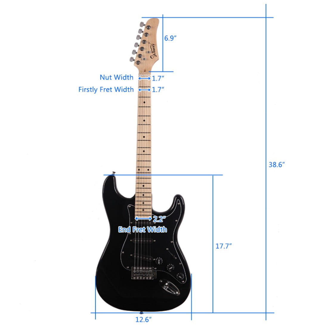 6 String Electric Guitar Kit with 20W Amp, Portable Gig Bag, Adjustable Shoulder Strap, Replacement String, Pickguard, Spanner Tool (Black)