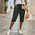 thumbnail image 2 of WERYOUNG High Waist Casual Knee Length Pants For Womens Elastic Waistband Loose Fit Summer Trousers With Pockets Versatile Bottom L, 2 of 5