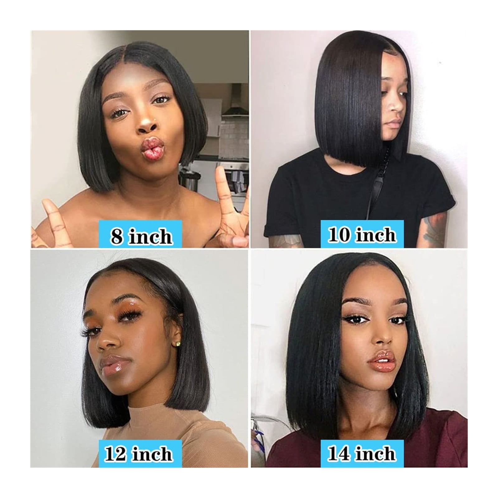 Natural Color Full Head Short Straight Wig Human Hair Glueless U Part Wigs  Clip in Half Wig For Women Brazilian Human Hair