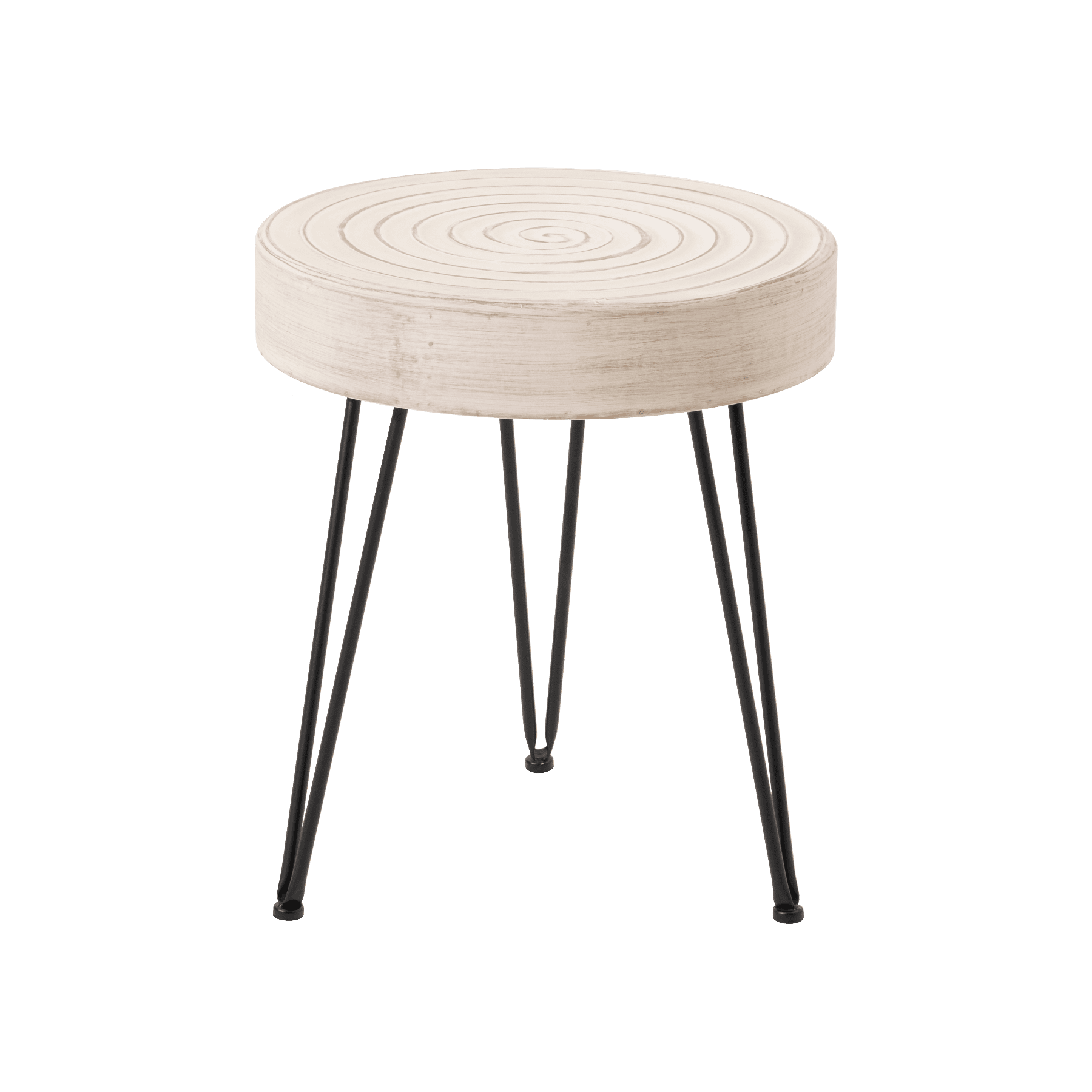 COZAYH Rustic Handmade Ring Pattern MDF and Metal Coffee Table, White