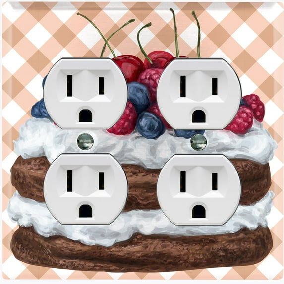 Metal Light Switch Plate Cover Elegant Chocolate Cake Dessert CAK007