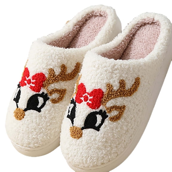 NOKIO Ch𝗋𝗂𝗌𝗍mas Slippers for Women Funny Cute House Shoes Cozy Warm S𝗅ip On Slides Fuzzy Outdoor Indoor Slipper Winter Holiday Plush Shoes Closed Toe Bedroom Slippers