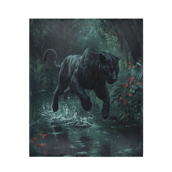Qxltty Black Panther Leaping over Water Soft Cozy Fluffy Blankets for Couch Sofa Chair Bed Camping Picnic Travel Lightweight Bed 50×60inch