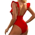 thumbnail image 5 of REORIAFEE One Piece Swimsuit for Women Bathing Suit Monokini Swimwear Resort Wear Beachwear Loose Sleeveless Swimsuit Top Blouse Red M, 5 of 9
