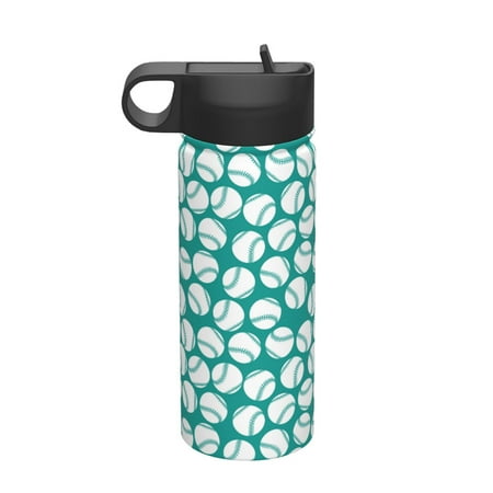 

Uemuo Green Baseball Print 18oz Sports Insulated Kettle Water Bottle Outdoor Sports Bottle Insulated Hydration Bottle with Handle & Flip Straw