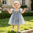 thumbnail image 6 of Curuila Infant Toddler Girls Mesh Dress Flutter Sleeve Floral Embroider Square Neck Party Fashionable Dresses For Girls Size 6-12 Months, 6 of 7