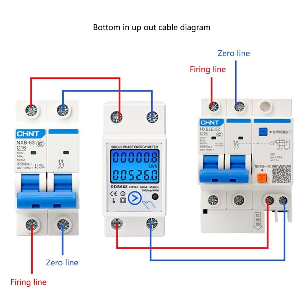 Electricity Meter Din Rail Consumption Wattmeter Monitors Multimeter LCD Display