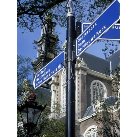 Close-Up of Direction Sign for Major Sights Along Canal, Amsterdam, the Netherlands (Holland) Print Wall Art By Richard
