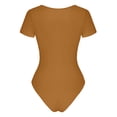 thumbnail image 5 of Gibobby Bodysuit Shapewear Mujer Body de manga corta con cuello Rojoondo para mujer, mono Sexy, mono, pijama, mono básico de Color sólido (Café, XL), 5 of 5