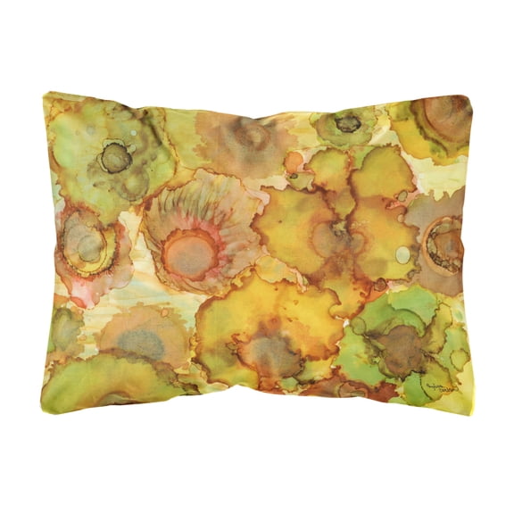 Carolines Treasures 8986PW1216 Abstract Flowers in Yellows and Oranges Canvas Fabric Decorative Pillow, 12H x16W,