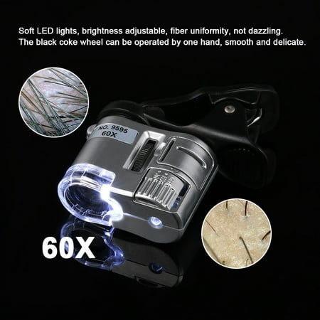 Portable LED Digital 60X Microscope Hair Scalp Magnifier Detector Microscope Camera with Cellphone