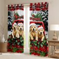 thumbnail image 2 of Feelyou 3D Dog Curtains (2, 42x63), Teens Xmas Poinsettia Red Plaid, 2 of 6