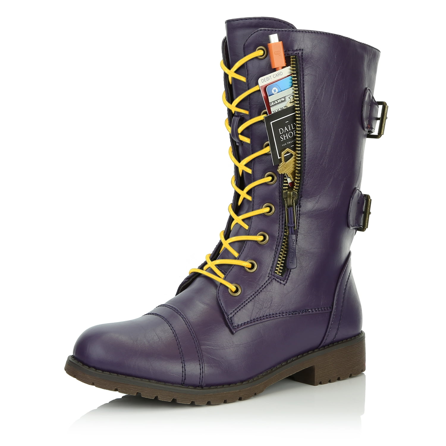 high calf laced boots